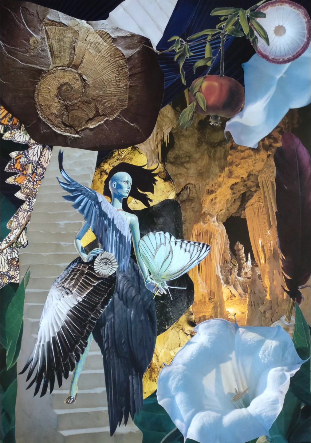 Datura, an A3 analog collage measuring 29.7 × 42 cm.