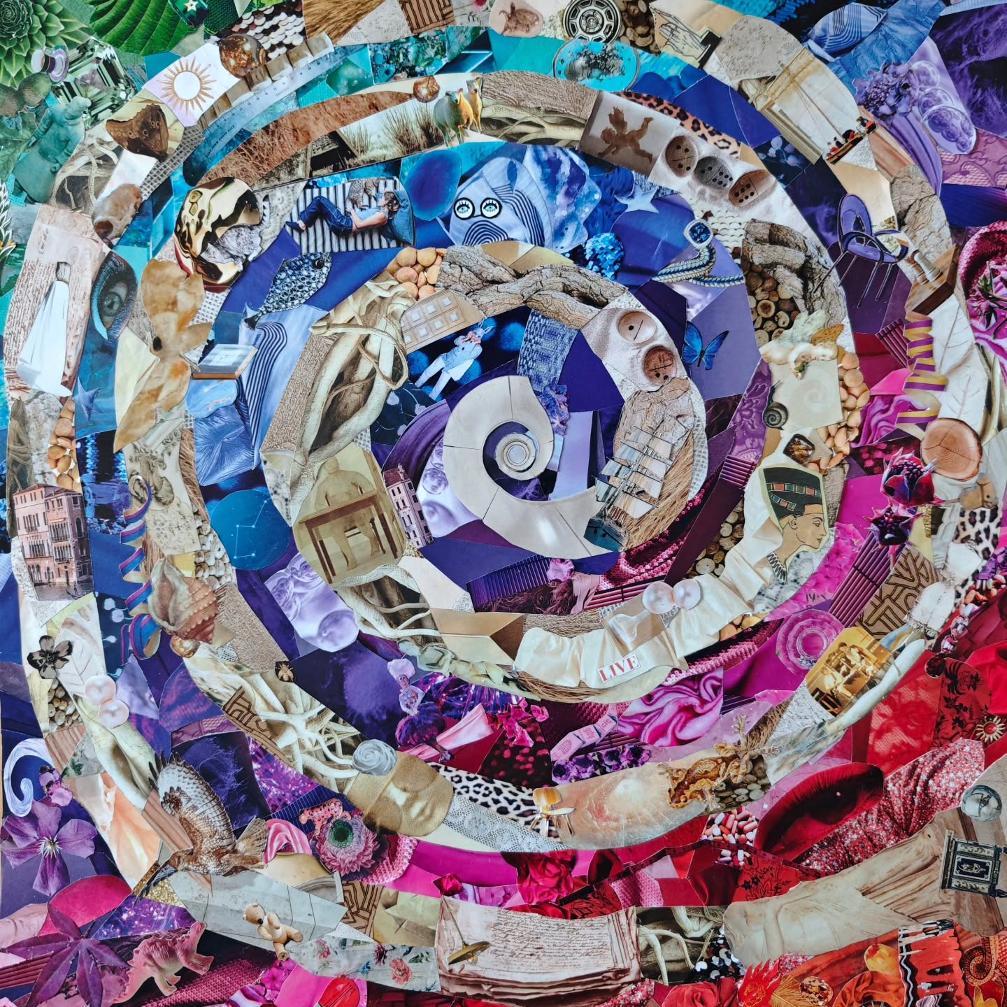 The Spiral 'LIVE', an analog collage about being alive and living a little.